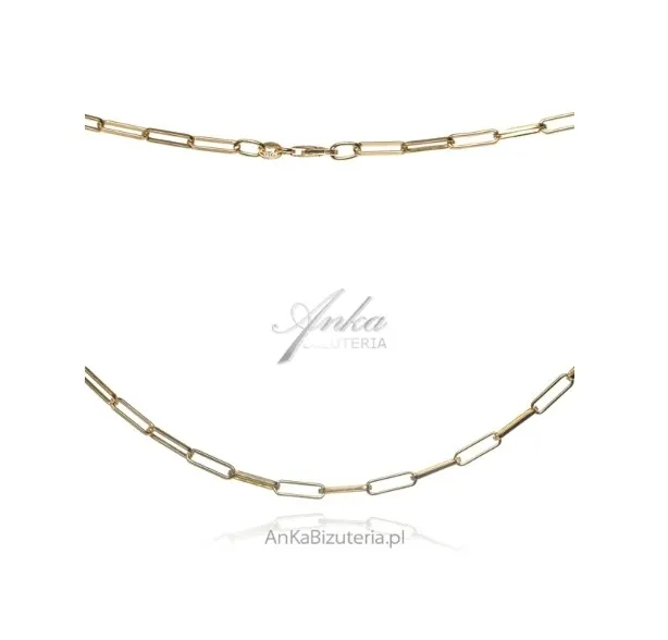 Łańcuszek srebrny pozłacany rolo flat 60 cm