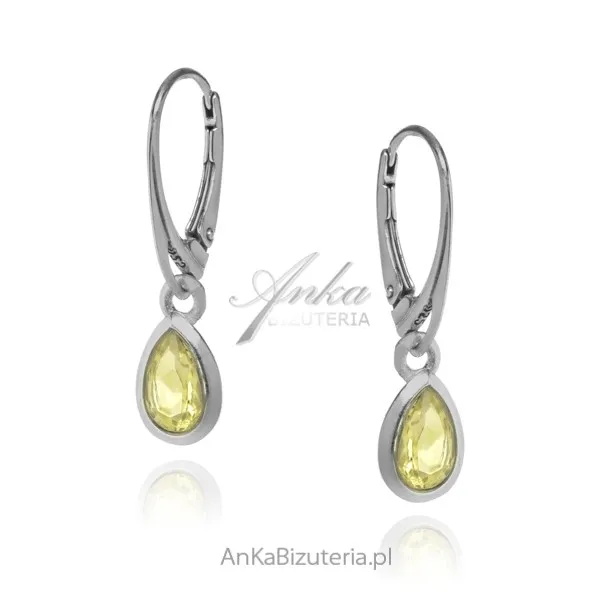 Kolczyki srebrne z żółtym kamieniem -  naturalnym kamieniem cytrynem