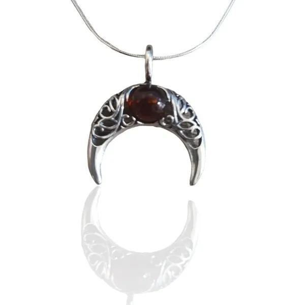 Srebrna zawieszka lunula - talizman