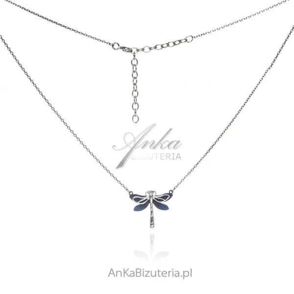 Naszyjnik srebrny ważka  z tytanem