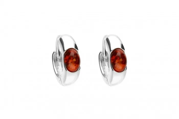 Kolczyki srebrne z koniakowym bursztynem subtelne kołka