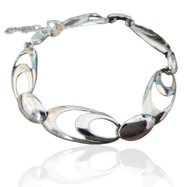 Bizuteria srebrna - bransoletka z owalnych kółek