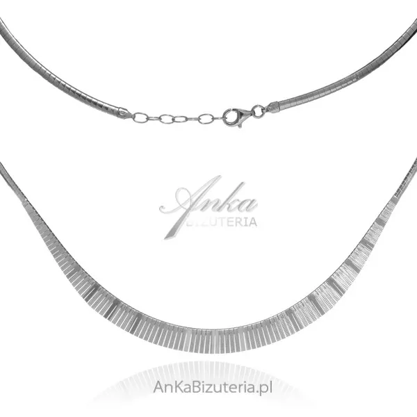 Elegancki naszyjnik srebrny diamentowany szeroki