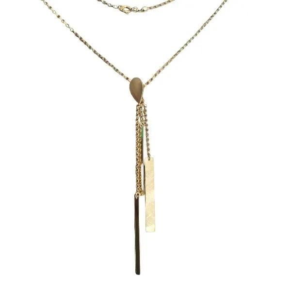 Naszyjnik srebrny pozłacany  z wiszącymi pałeczkami