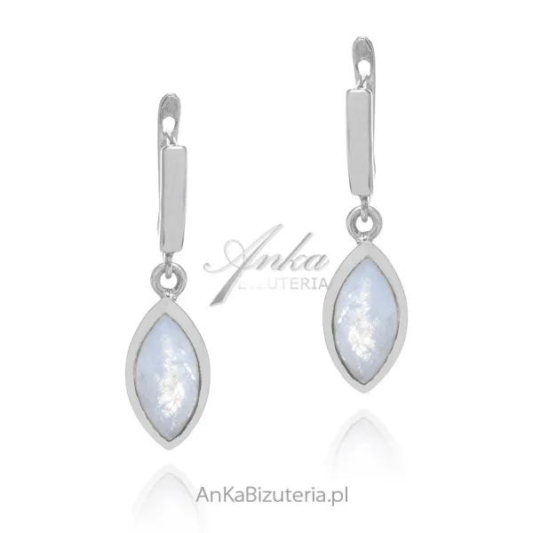 Kolczyki srebrne z kamieniem księżycowym - judyta
