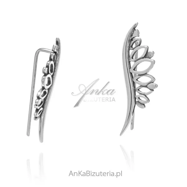 Kolczyki srebrne nausznice sayen