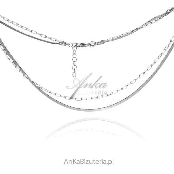 Biżuteria srebrna - naszyjnik srebrny rodowany podwójny