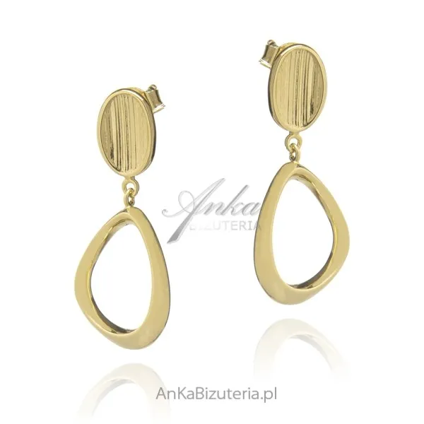 Kolczyki srebrne pozłacane satynowane  - elegancka biżuteria damska