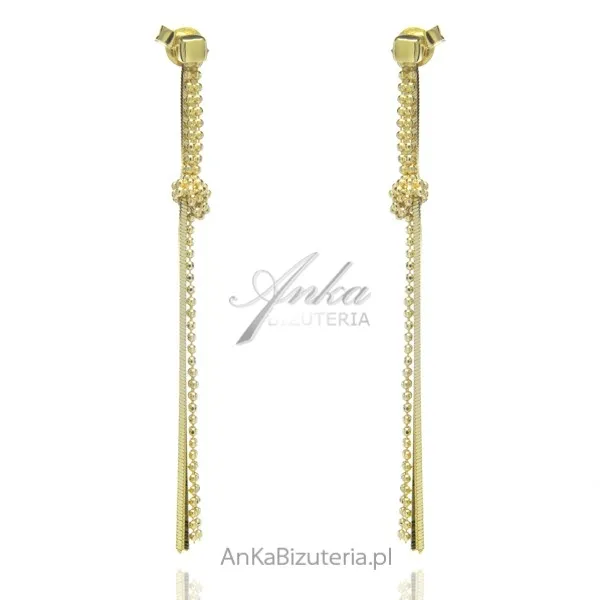 Kolczyki długie wiszące srebrne pozłacane