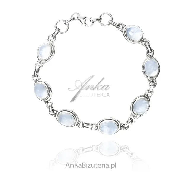 Srebrna bransoletka z naturalnym kamieniem ksieżycowym