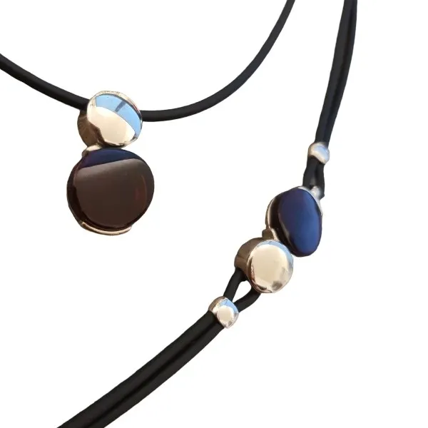 Piękny komplet srebrny z wiśniowym bursztynem