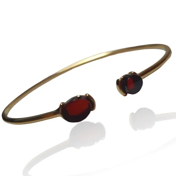 Delikatna bransoletka srebrna pozłacana z wiśniowym bursztynem