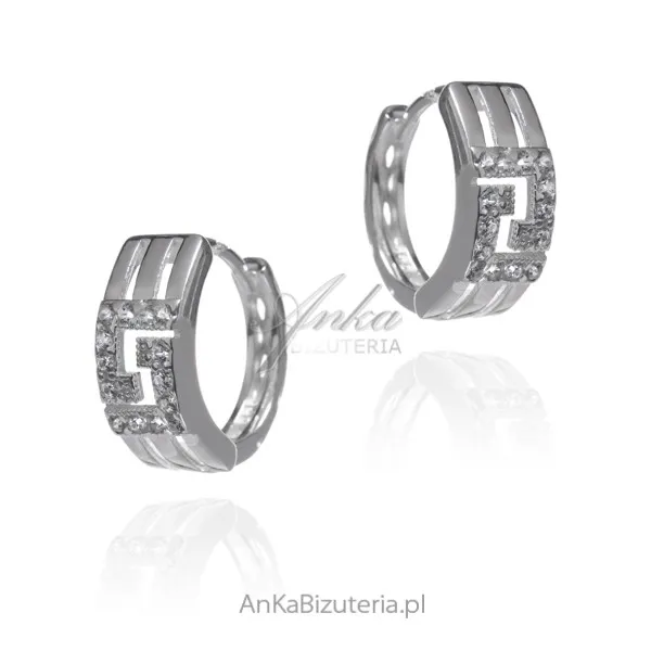 Kolczyki srebrne  małe kółeczka z cyrkoniami