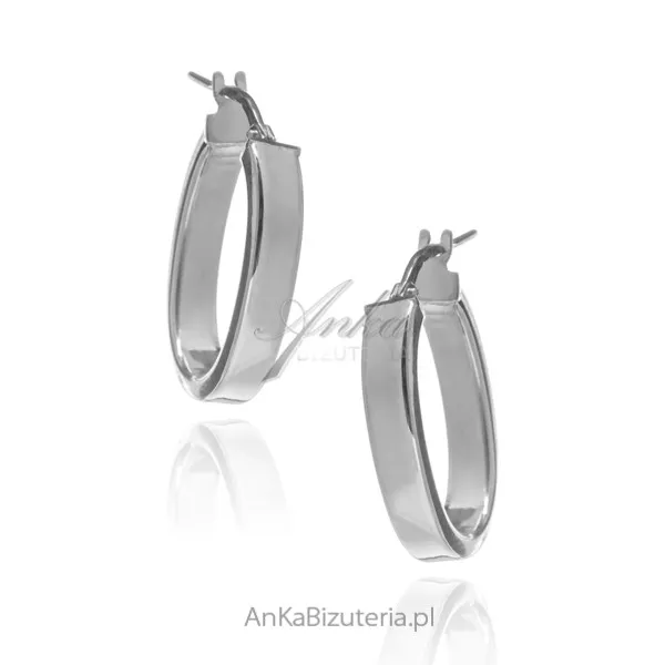 Kolczyki srebrne owalne kółka  - eleganckie