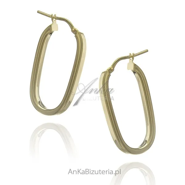 Kolczyki srebrne pozłacane owalne kółka  - śliczne