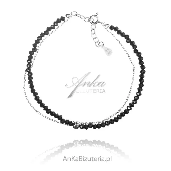 Bransoletka srebrna z czarnymi spinelami