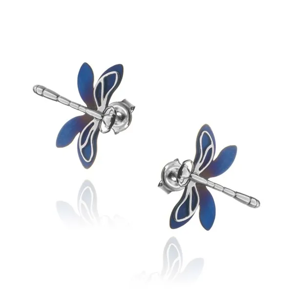 Kolczyki srebrne ważki z tytanem