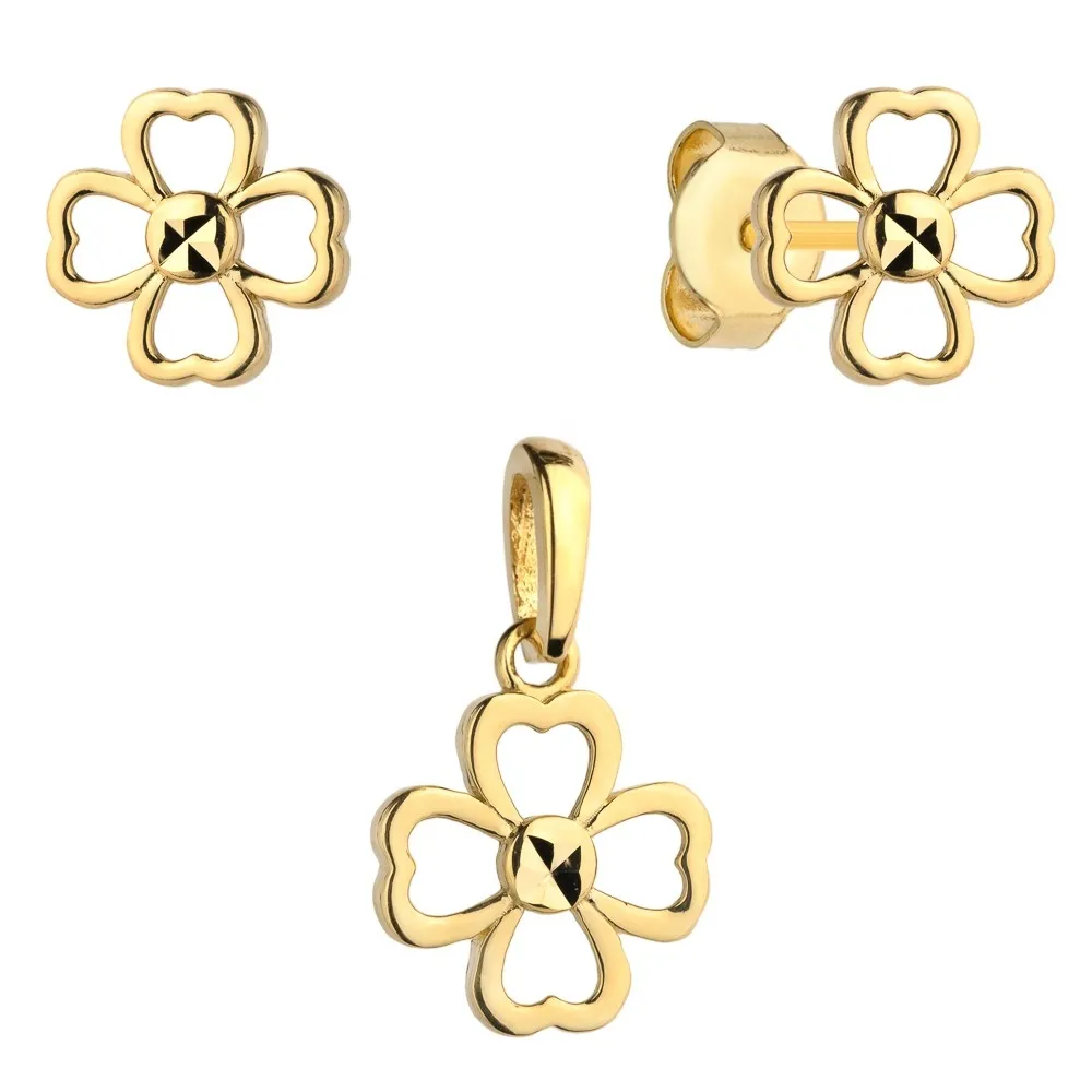 Biżuteria złota - komplet koniczynka pr. 585