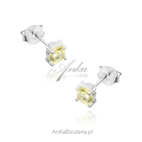 Srebrne kolczyki z naturalnym kamieniem cytrynem