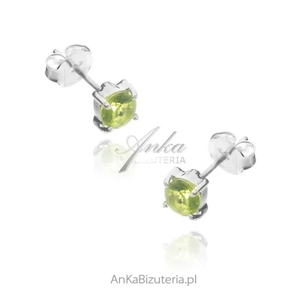 Kolczyki srebrne z naturalnym oliwinem - oliwin - kamień uzdrowicieli i bankierów