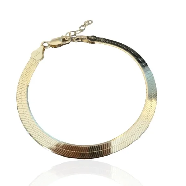 Bransoletka srebrna pozłacana żmijka  6mm