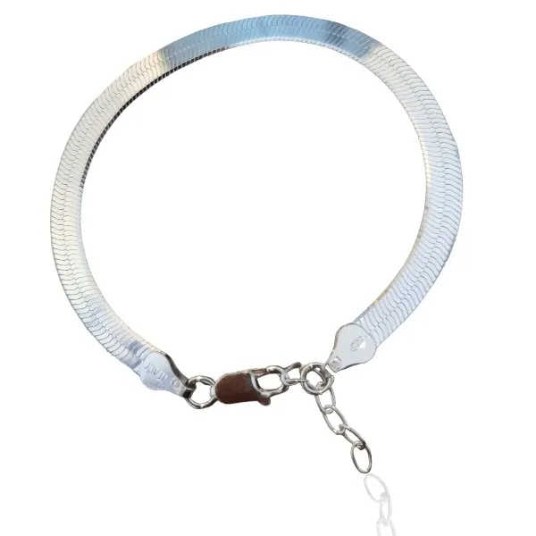 Bransoletka srebrna rodowana  żmijka 6mm