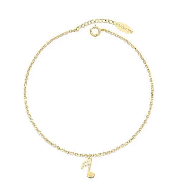 Bransoletka srebrna pozłacana nutka