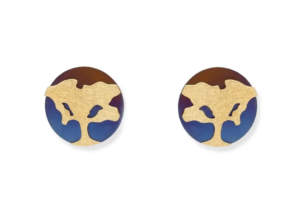 Kolczyki srebrne pozłacane na tytanie drzewko szczęścia