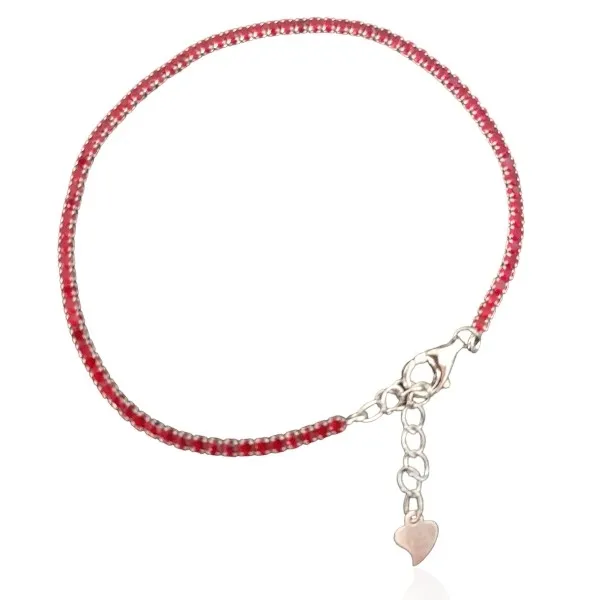 Bransoletka srebrna z czerwoną cyrkonią