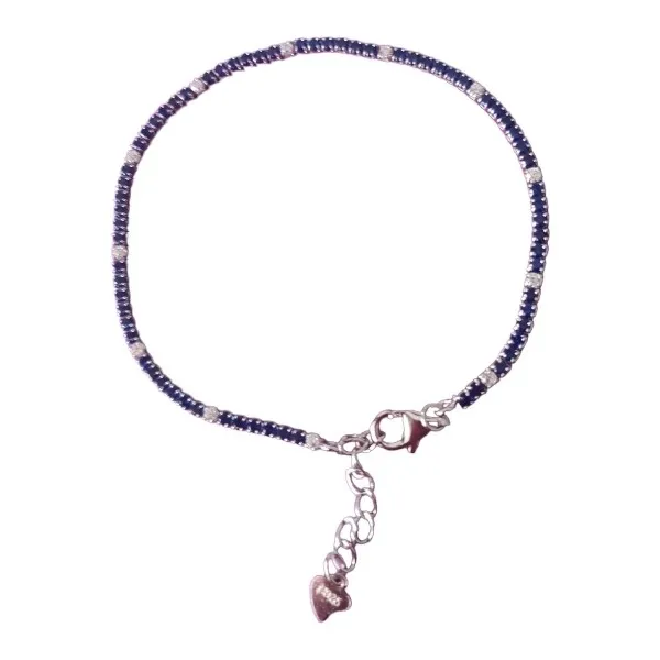 Bransoletka srebrna z biało-szafirową cyrkonią