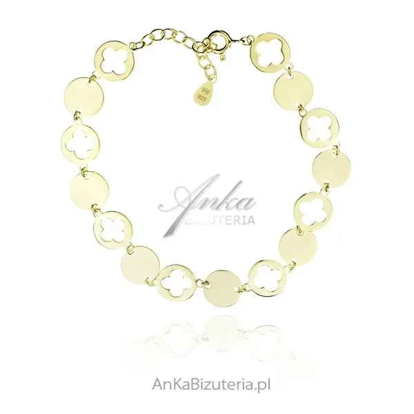 Bransoletka srebrna pozłacana  z przywieszkami