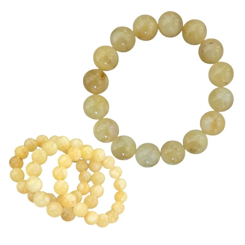 Bransoletka z bursztynem bałtyckim kule żółte średnica 1,4 cm