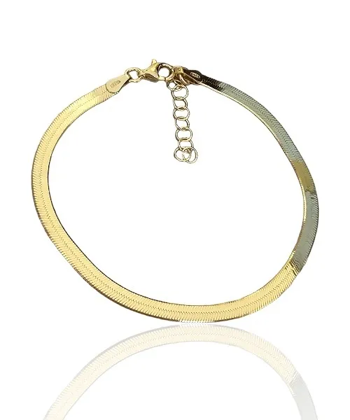 Bransoletka srebrna pozłacana żmijka 3 mm