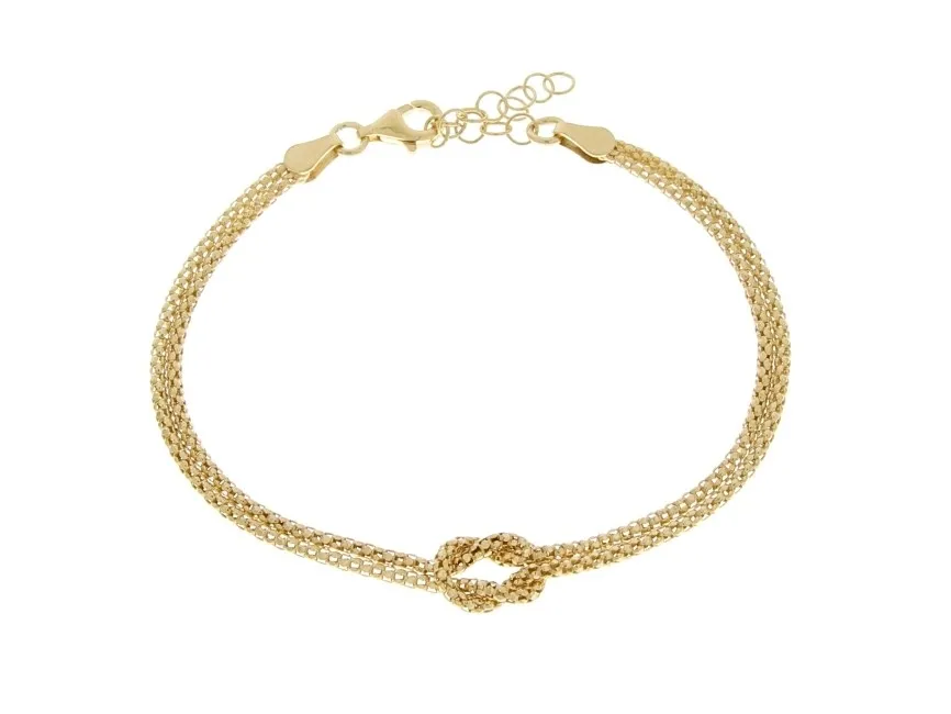 Bransoletka srebrna pozłacana włoska z supełkiem