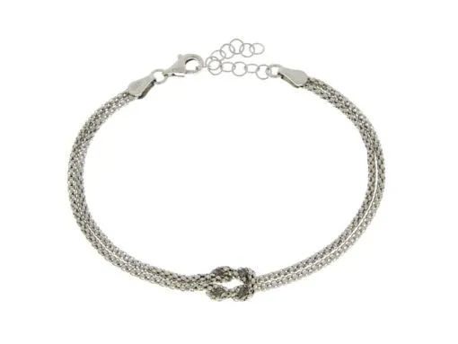 Bransoletka srebrna rodowana włoska z supełkiem