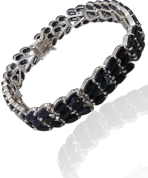 Bransoletka srebrna z naturalnymi szafirami