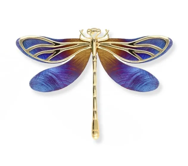 Broszko-wisior srebrna pozłacana ważka z tytanem