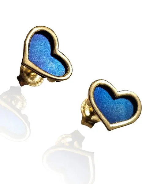 Srebrne kolczyki pozłacane  z tytanem  serduszka