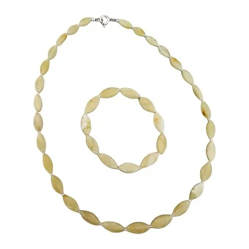 Komplet biżuteria srebrna  z żółtym bursztynem