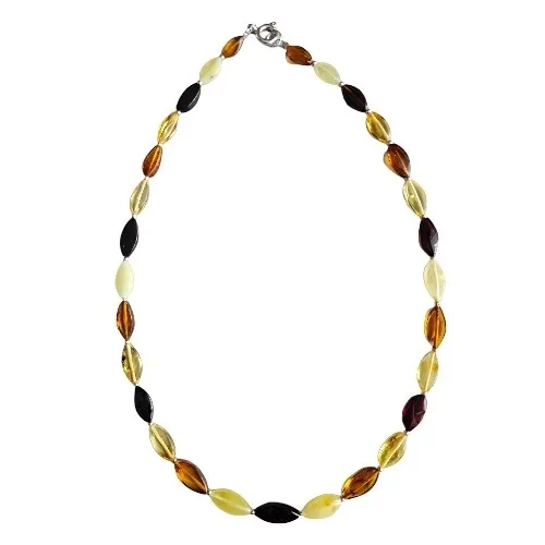 Naszyjnik z bursztynem  - śliczna srebrna biżuteria z kolorowym bursztynem