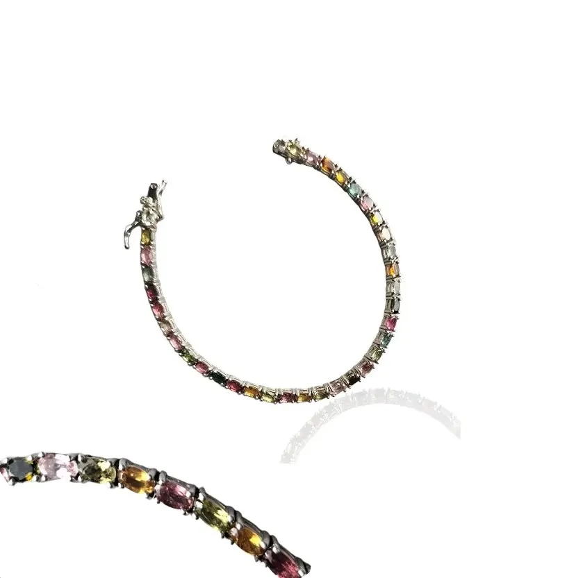 Ekskluzywna bransoletka srebrna z turmalinami