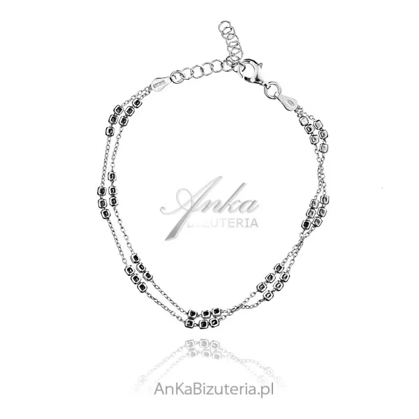 Bransoletka srebrna  podwójna kosteczki