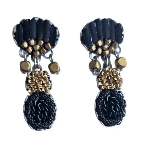 Kolczyki ayala bar piękno w czarno - złotych barwach - hand made izrael