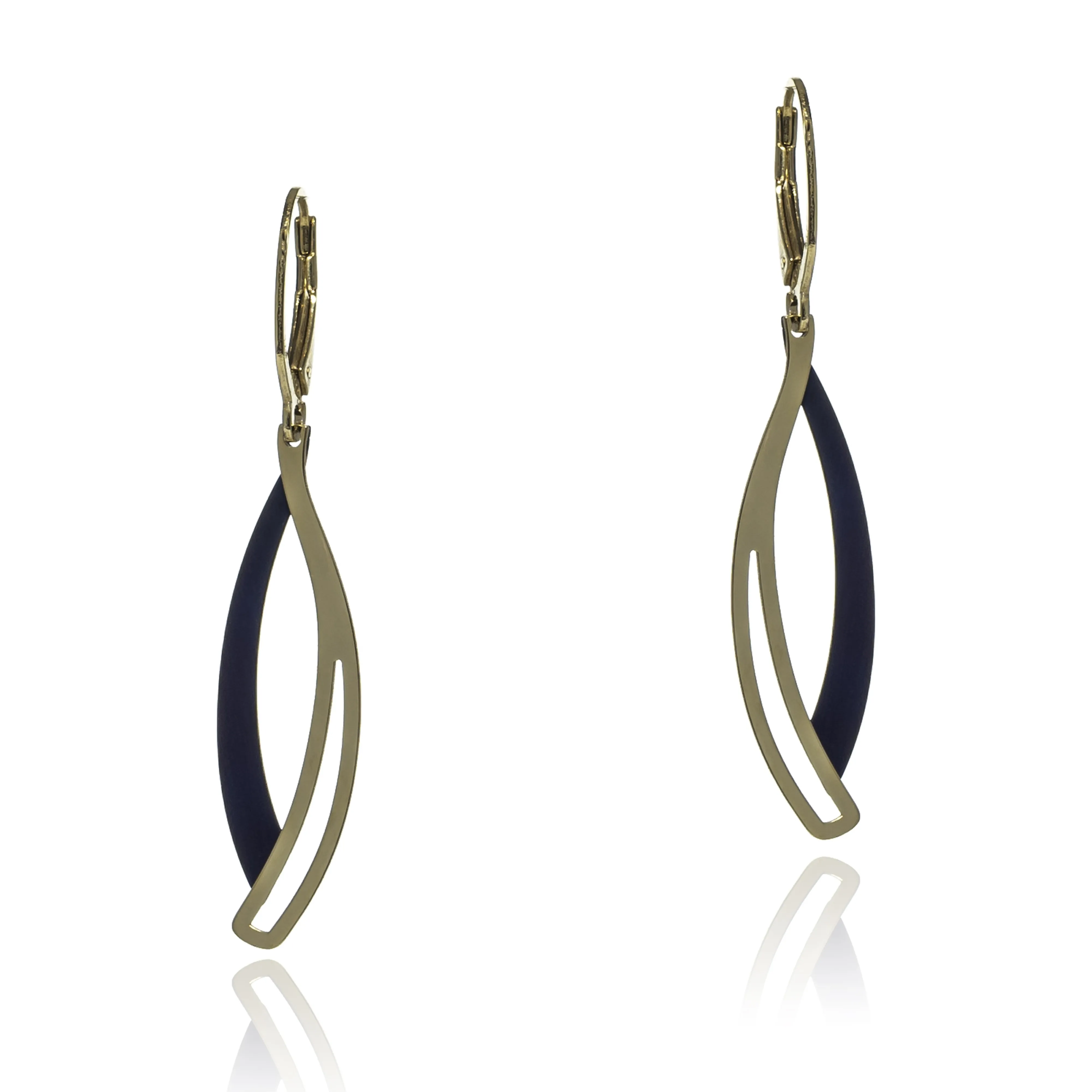 Długie kolczyki srebrne pozłacane z tytanem