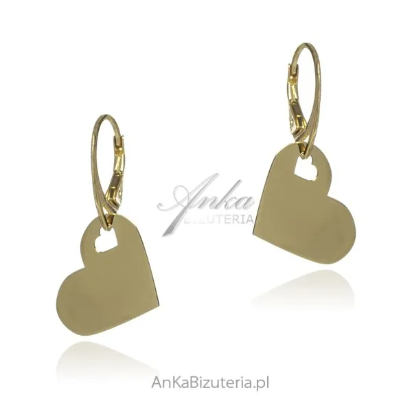 Kolczyki srebrne  pozłacane serduszka