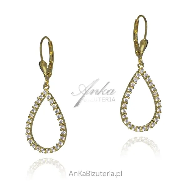 Kolczyki srebrne pozłacane z cyrkoniami