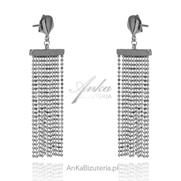 Kolczyki srebrne wiszące łańcuszki