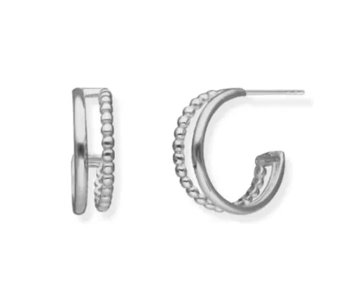 Kolczyki srebrne kółka podwójne z kuleczkami