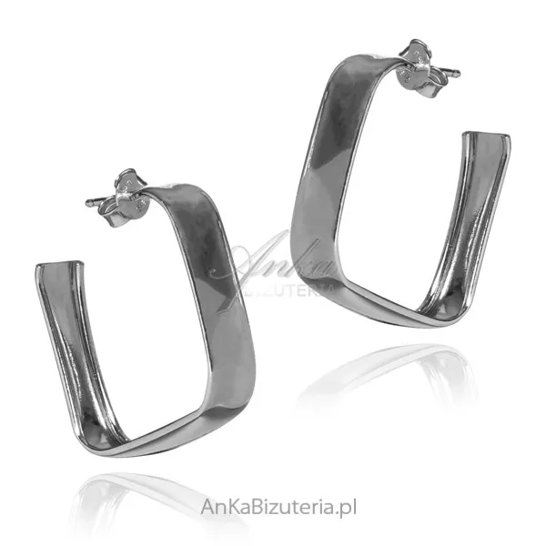 Kolczyki srebrne duże  kwadraty