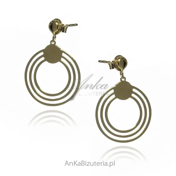 Kolczyki srebrne pozłacane kółka ażurowe